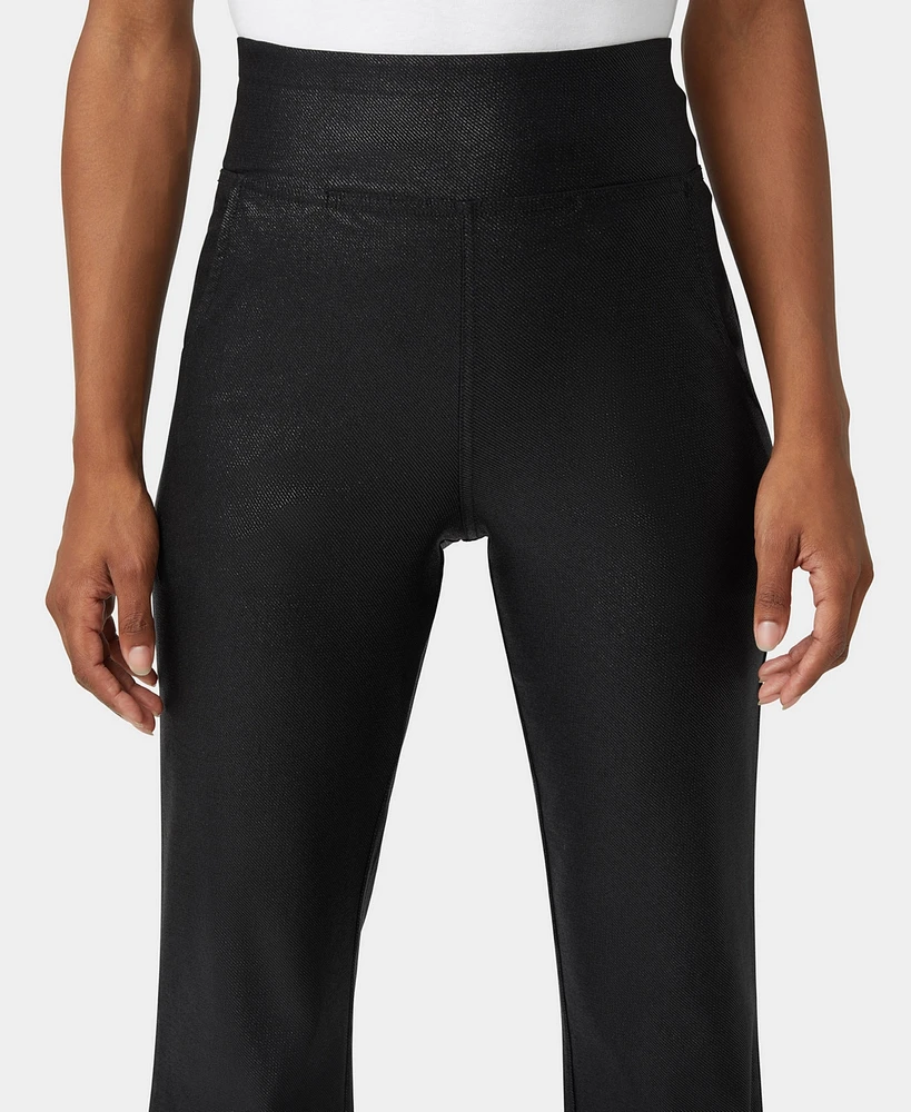 Hue Women's High Rise Shimmer Flare Leggings Pants