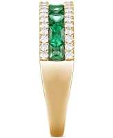 Emerald (1 ct. t.w.) & Diamond (1/3 Channel Set Band 14k Gold (Also available Ruby Sapphire)