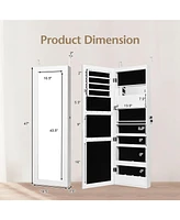 Lockable Wall Door Mounted Mirror Jewelry Cabinet with Led Lights