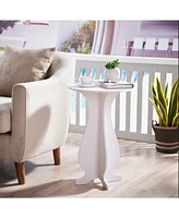Kings Brand Furniture - Carver Side End Table Plant Stand for Living Room, Bedroom, White