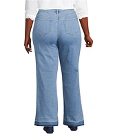 Lands' End Women's Recover High Rise Wide Leg Blue Jeans