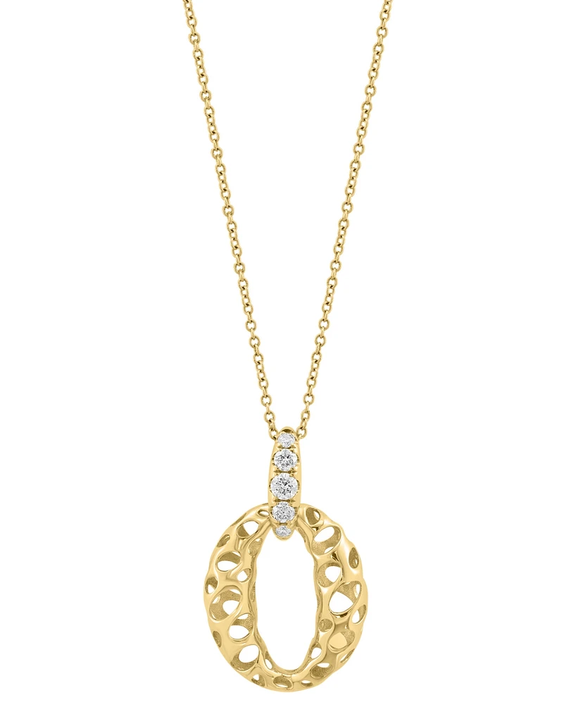 Effy Diamond Openwork Oval Pendant 18" Necklace (1/5 ct. t.w.) in 14k Gold
