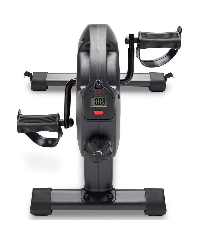 Sunny Health & Fitness Under Desk Smart Mini Pedal Exerciser, Exercise Cycle Bike and Mat/Workout Bands w Free SunnyFit App Connectivity