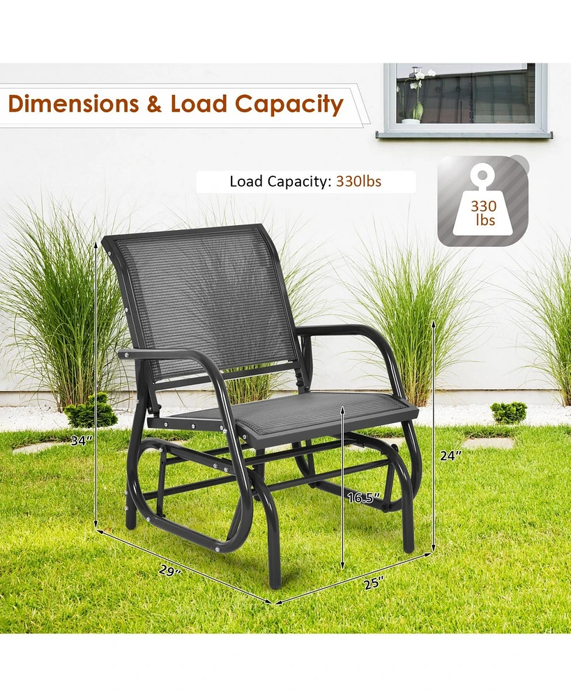 Gouun Outdoor Single Swing Glider Rocking Chair with Armrest