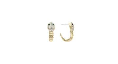 Cubic Zirconia Encrusted Snake with Green Crystal Eyes Earrings