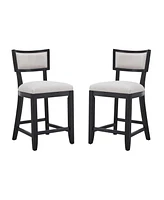 26.5" Counter Height Bar Stools Set of 2, Upholstered with Backrest and Rubber Wood Frame-The Pop Home