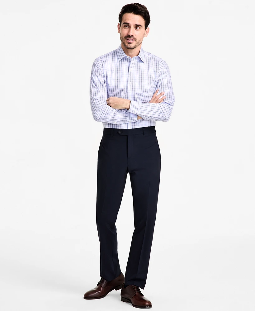 Men's Regular-Fit Non-Iron Spread Collar Check Pinpoint Dress Shirt