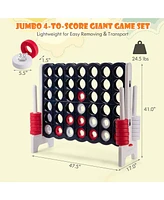Gymax Giant 4 in A Row Jumbo 4-to-Score Game Set Kids Adults w/ 42 Jumbo Rings