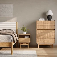 LuxenHome Summer Oak Engineered Wood Nightstand and End Table with Storage