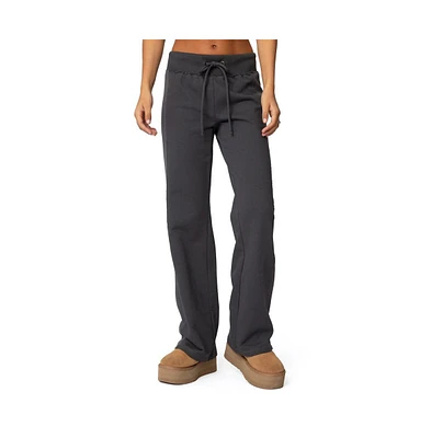 Edikted Womens Chandler Waffle Sweatpants