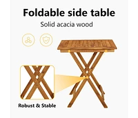 Folding Patio Table 27.6"x27.6"x29.5" Solid Acacia Wood