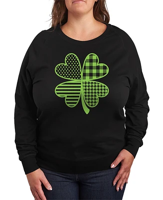 Hybrid Apparel Plus St. Patrick's Day Patterned Shamrock Graphic Crew Neck Top