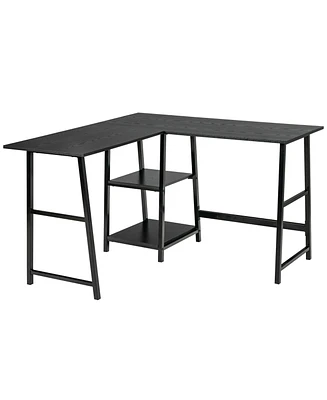 Gouun L-Shaped Corner Computer Desk with Spacious Desktop and Storage Shelves
