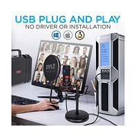 Pyle Usb Computer Microphone Kit with Shock Mount, Pop Filter, and Desktop Stand for Streaming and Recording