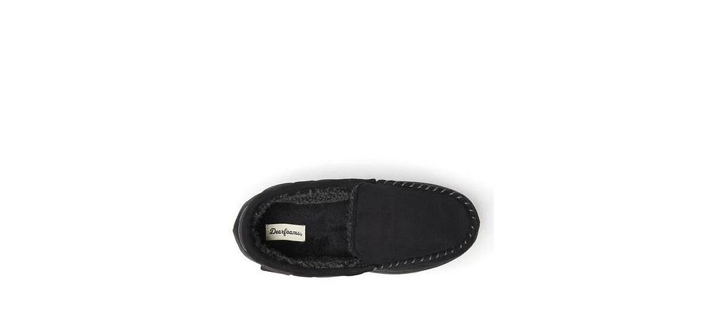 Dearfoams Men's Keaton Microsuede Moccasin House Shoe Slipper