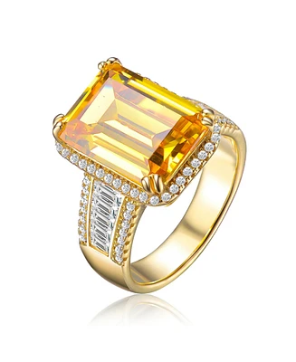 Elegant Sterling Silver Cubic Zirconia 14K Gold Plated Ring