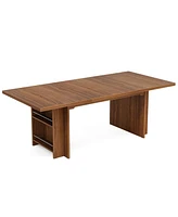 Tribesigns Farmhouse Dining Table for 6 to 8, 63-Inch Rectangular Wooden Kitchen with Storage, Industrial Dinner Shelves R