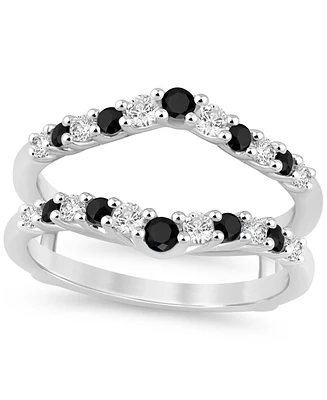 Black Diamond & White Diamond Ring Guard Enhancer (1-1/10 ct. t.w.) in 14k White Gold