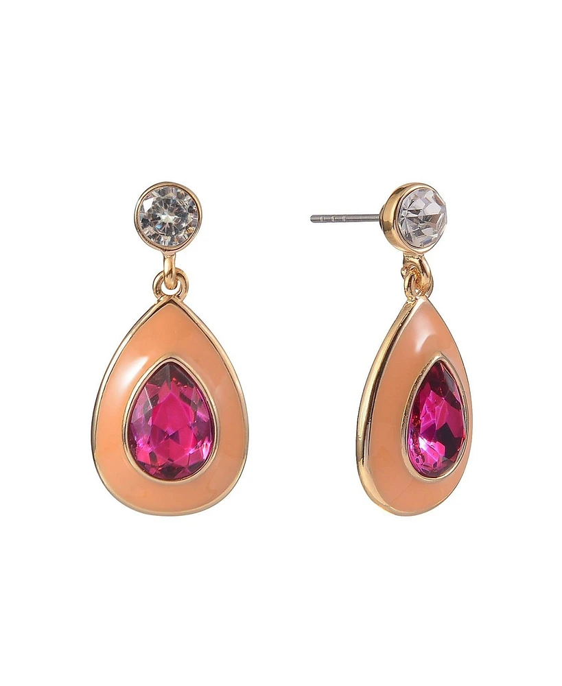 Laundry by Shelli Segal Enamel and Stone Teardrop Earrings