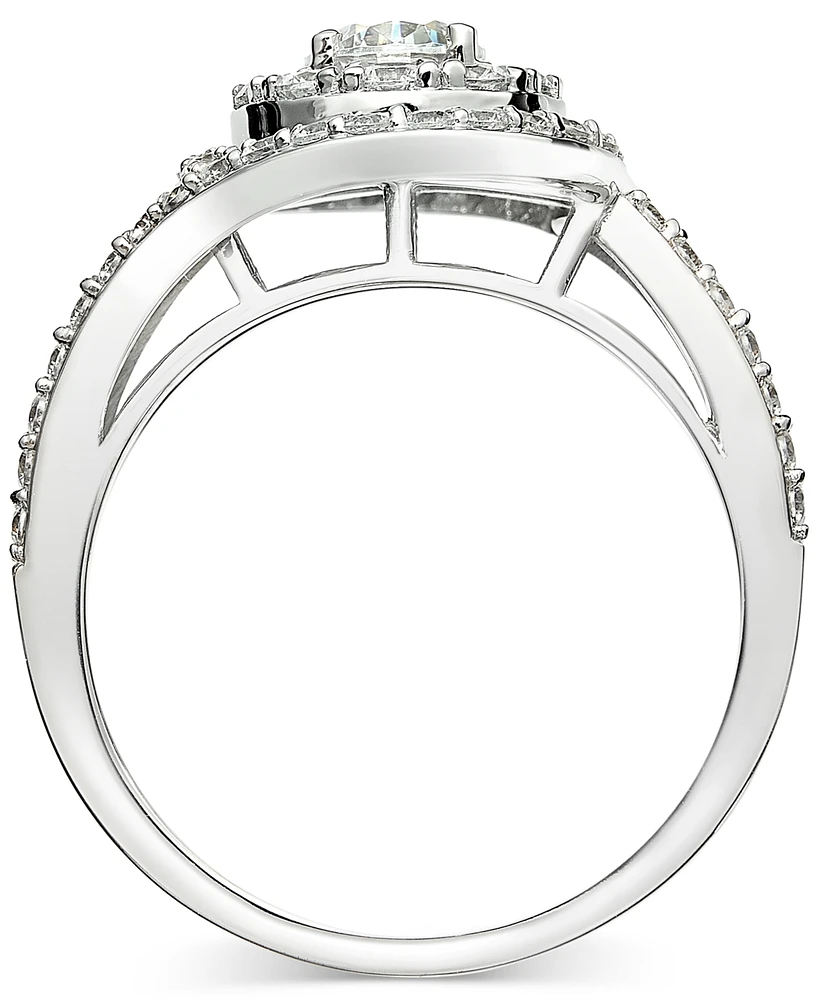 Diamond Swirl Halo Engagement Ring (1-3/8 ct. t.w.) in 14k White Gold