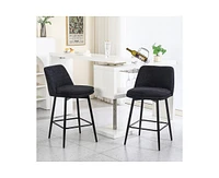 Set of 2 Counter Height Bar Stools, 360° Swivel Upholstered Barstools with Metal Legs-The Pop Home