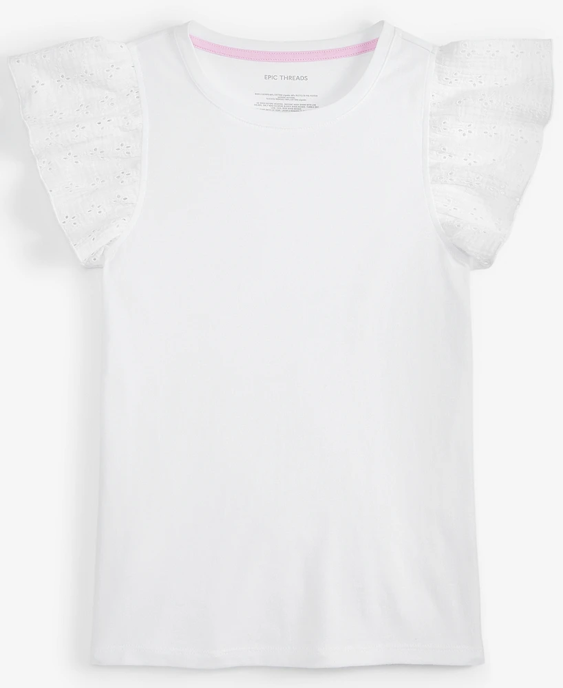 Big Girl Eyelet-Flutter-Sleeve Top, Exclusively at Macy's