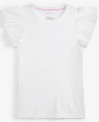Big Girl Eyelet-Flutter-Sleeve Top, Exclusively at Macy's