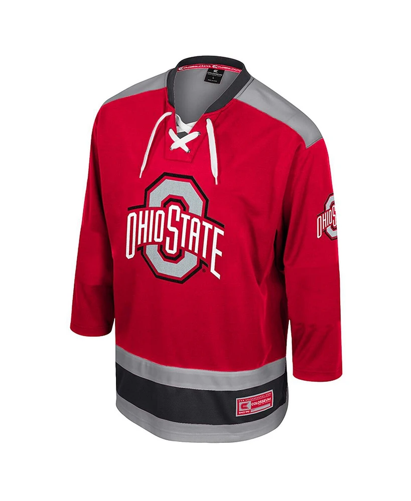 Colosseum Men's Scarlet Ohio State Buckeyes Athletic Machine Fashion Hockey Jersey