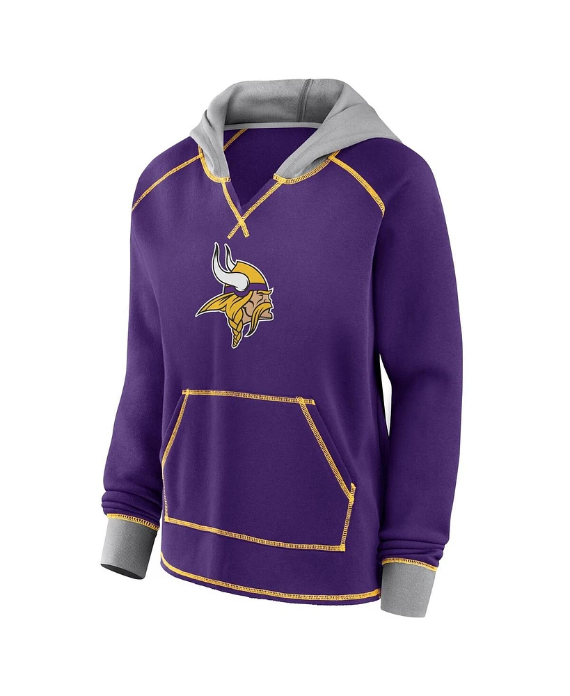 Logo Athletic Women's Purple Minnesota Vikings Boom Fleece Pullover V-Neck Hoodie