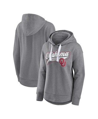 Fanatics Women's Heather Gray Oklahoma Sooners Tail Sweep Pullover Hoodie