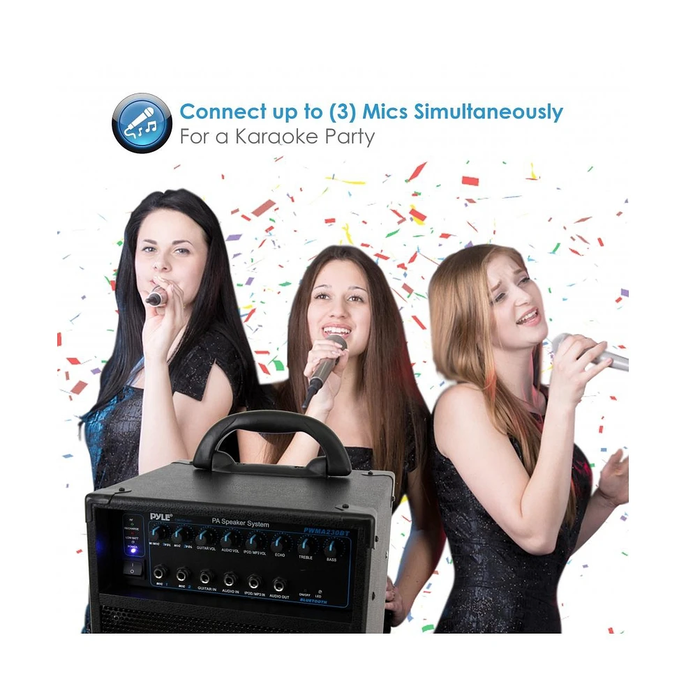 Pyle Wireless Portable Bluetooth Pa Speaker System with Rechargeable Battery, 400W, Led Lights, and 1/4" Mic Inputs