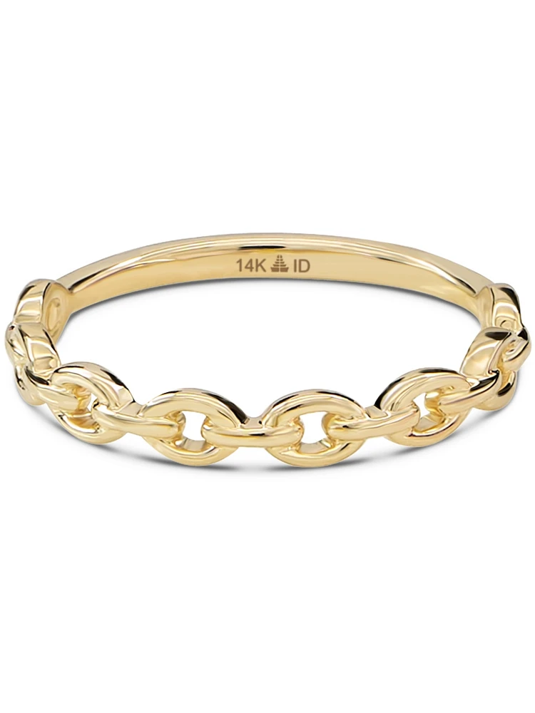 Devata Cable Link Ring in 14K Gold, Size 8, approx. 1.7 grams.