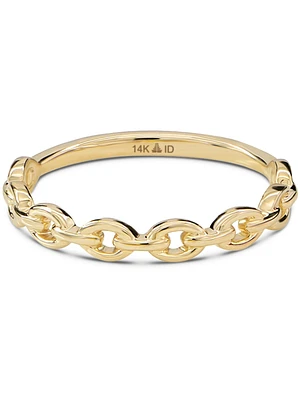 Devata Cable Link Ring in 14K Gold, Size 8, approx. 1.7 grams.
