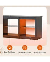 Wlive Tv Stand with Led Lights for Tvs up to 65 inch Entertainment Center with Glass Shelves Modern TV Console for Living Room Media Console with Stor