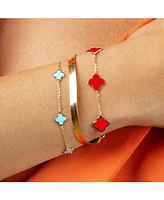 The Lovery Small Coral Clover Bracelet 14K Gold