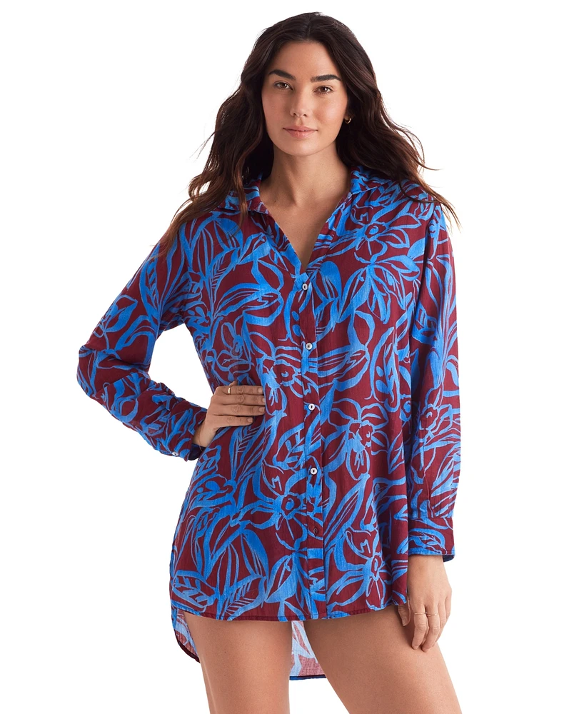 Mimi Flamingo Women's Laguna Cotton Cover-Up Shirt