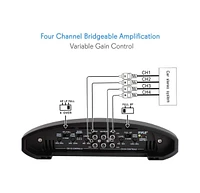 Pyle 4-Channel Bridgeable Car Amplifier, 1600 Watts