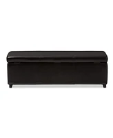 Baxton Studio Dark Brown Pu Leather Storage Bench Ottoman with Stitching
