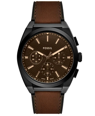 Fossil Men's Everett Chronograph Brown Leather Watch, 44mm
