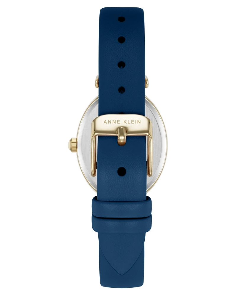 Anne Klein Women's Quartz Blue Leather and Gold-Tone Metal Alloy Watch, 26mm