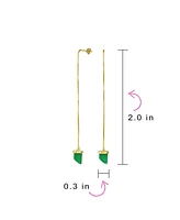 Bling Jewelry Protection Amulet Italian Horn Dangle Earrings Natural Green Jade and Gold Plated Silver