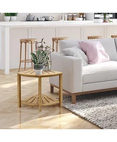 Sorbus Corner Shower Bench with Shelf 2-Tier Wood Storage & Seat for Bathroom, Shower, Spa, Sauna