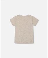 Deux par Deux Big Boys Organic Cotton Graphic Tee Light Gray Shimmer