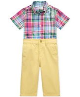 Polo Ralph Lauren Baby Boys Plaid Poplin Shirt & Chino Pants Set