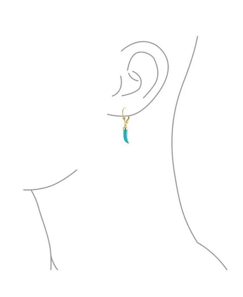 Bling Jewelry Italian Cornicello Chili Pepper Dangle Synthetic Turquoise Earrings Gold Plated Silver