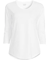 Lands' End Plus 3/4 Sleeve Lightweight Jersey Shirttail Tee