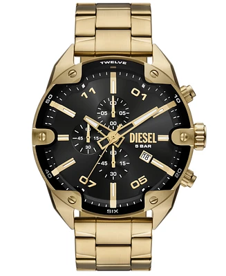 Diesel Men's Spiked Quartz Chronograph Gold Stainless Steel Watch, 49mm