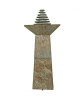 40"H Electric Natural Slate Layered Pyramid Tiered Outdoor Water Fountain with Led Light