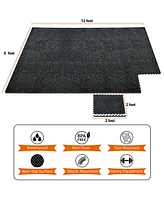 Sorbus 18 Interlocking Gym Floor Mat - 1/2" Thick Rubber Top High-Density Eva Foam (72 Sq Ft) for Yoga, Heavy Exercise Equipment (Blue Speckled)