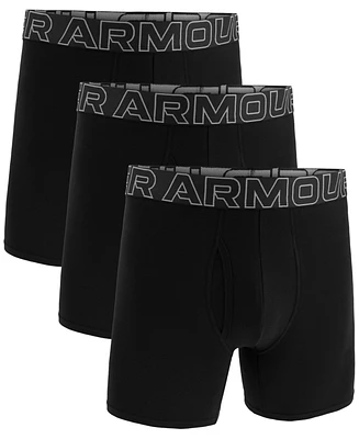 Under Armour Men's 3-Pack Cotton Performance Solid 6" Boxer Briefs